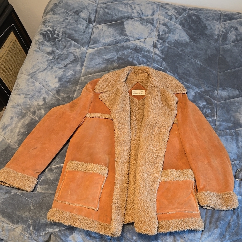 Vintage Leather (Suede) Sherpa Coat 1970s